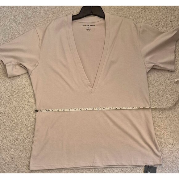 The Rare Basics Deep V Neck Short Sleeve Cotton Blend Top Size XXL NWT - Picture 5 of 9